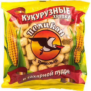 Кукурузные хрупки Пеликан в сахарной пудре, 65г