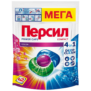 Капсулы для стирки цветного белья Персил Power Caps Color 4 в 1 Deep Clean, 42шт.