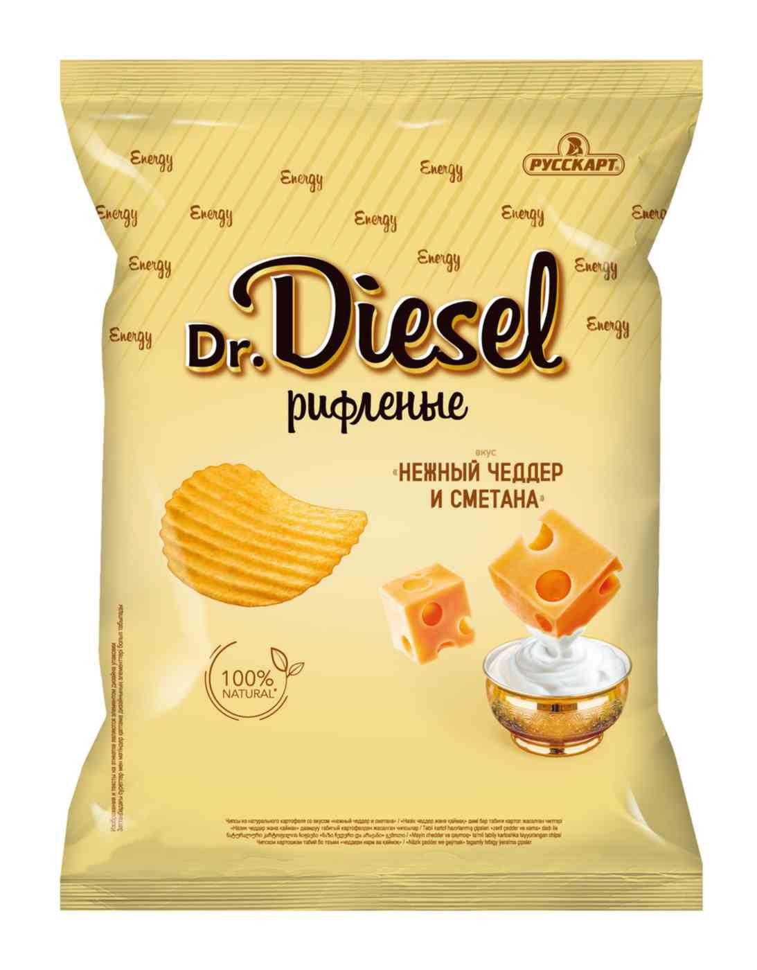 Чипсы из натурального картофеля Dr. Diesel со вкусом нежный чеддер и сметана, 120г