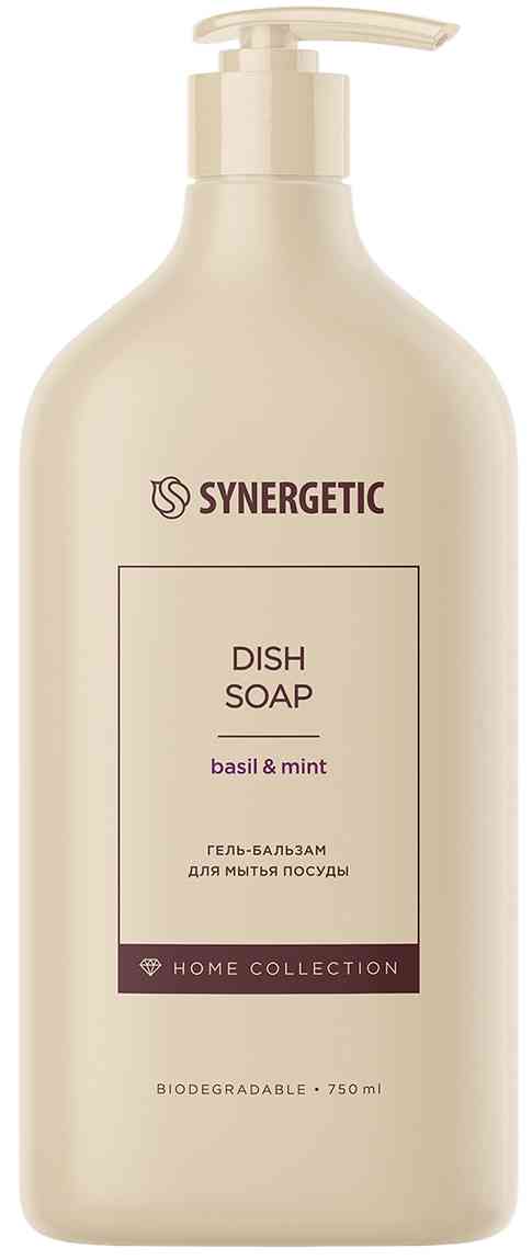 Гель-бальзам для мытья посуды Synergetic Home Collection базилик-мята, 750мл