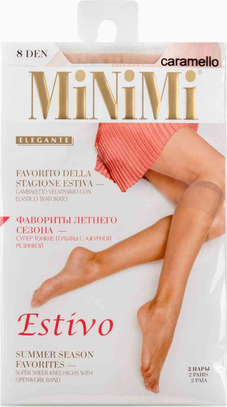 Гольфы женские MiNiMi Estivo цвет: caramello/телесный размер: единый, 8 den, 2пары