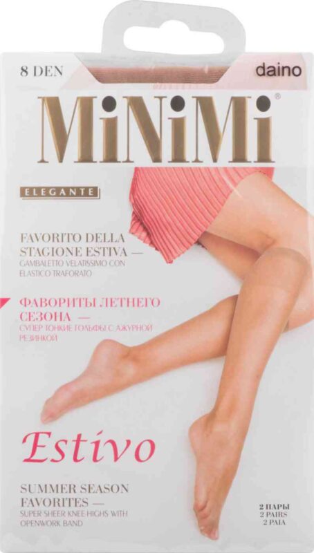Гольфы женские MiNiMi Estivo цвет: daino/загар размер: единый, 8 den, 2пары