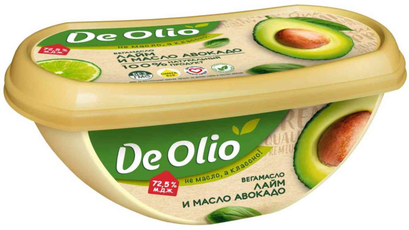Крем на растительных маслах De Olio Вегамасло со вкусом лайма и маслом авокадо 72,5%, 220г