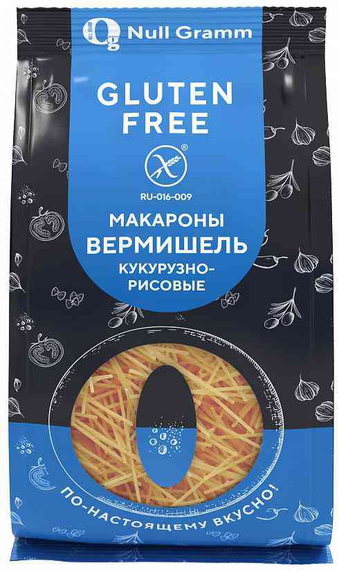 Макаронные изделия кукурузно-рисовые Ноль Грамм Вермишель без глютена, 300г