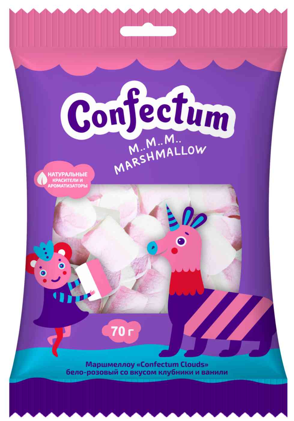 Маршмеллоу Confectum со вкусом Клубники и ванили, 70г