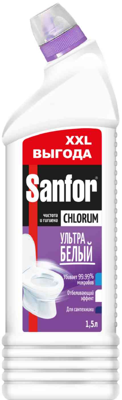 Средство для чистки унитаза Sanfor Chlorum Ультра белый, 1,5л