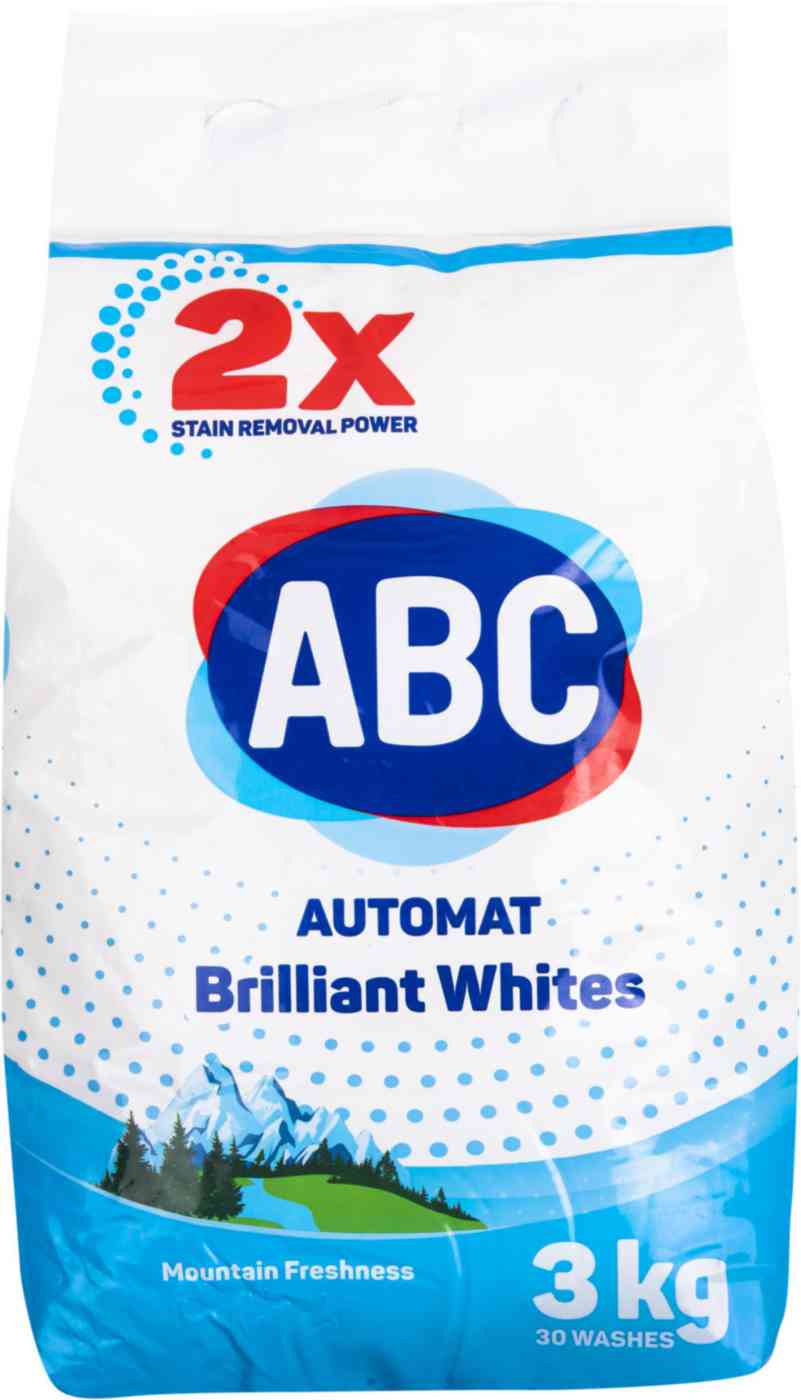 Стиральный порошок для белого белья ABC Brilliant Whites Mountain Freshness, 3кг
