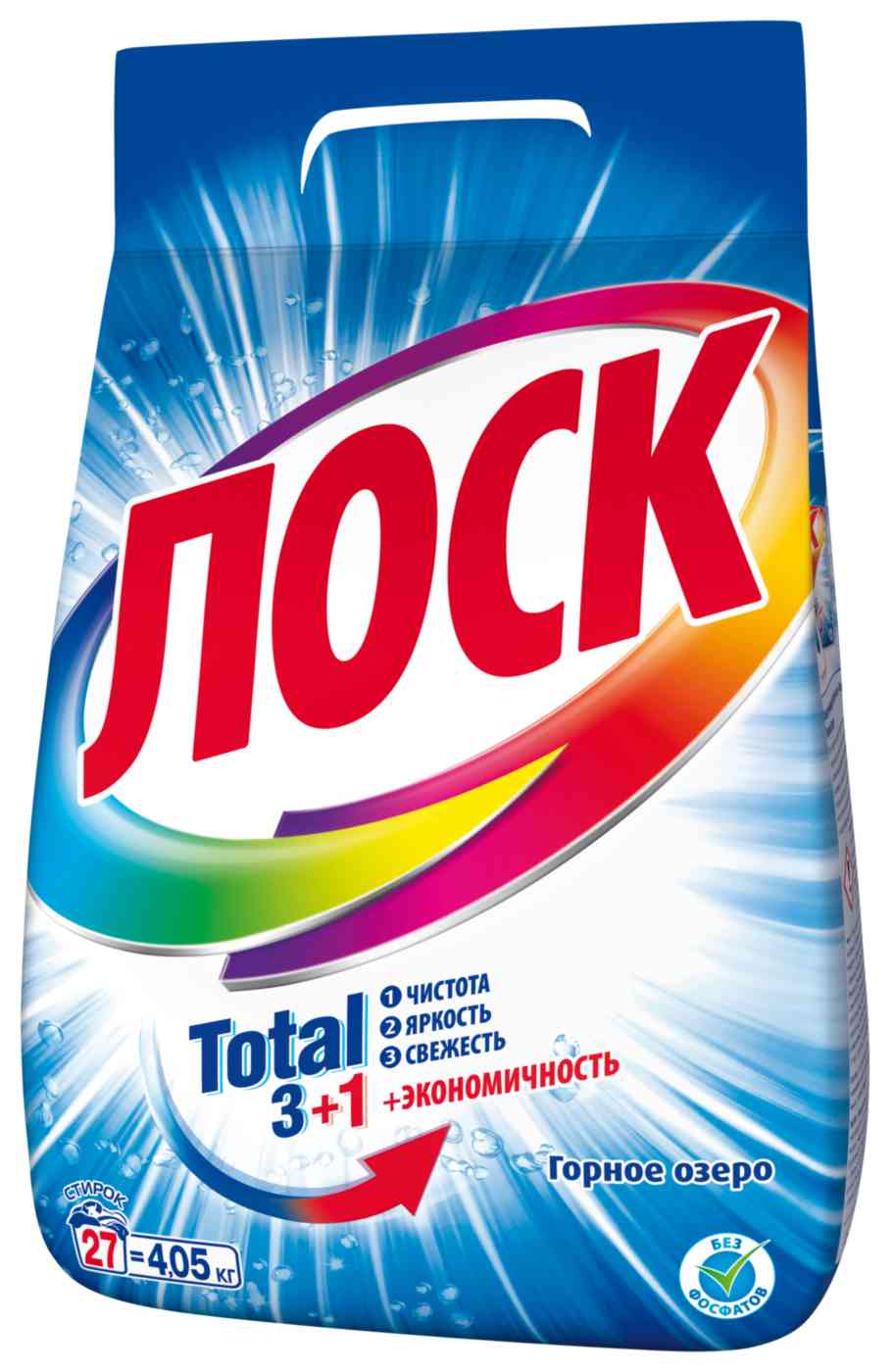 Стиральный порошок для белого белья Лоск Total 3+1 Горное Озеро, 4,05кг