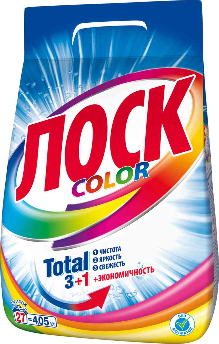 Стиральный порошок для цветного белья Лоск Color Total 3+1, 4,05кг