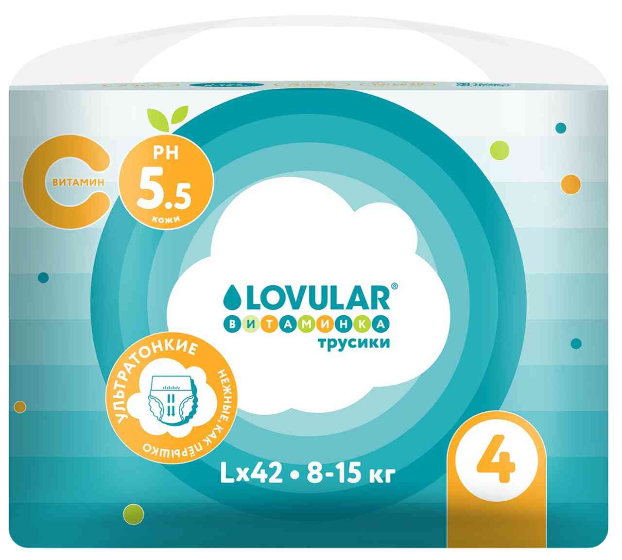 Трусики-подгузники Lovular Витаминка L (8-15кг), 42шт.