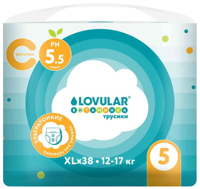 Трусики-подгузники Lovular Витаминка XL (12-17кг), 38шт.