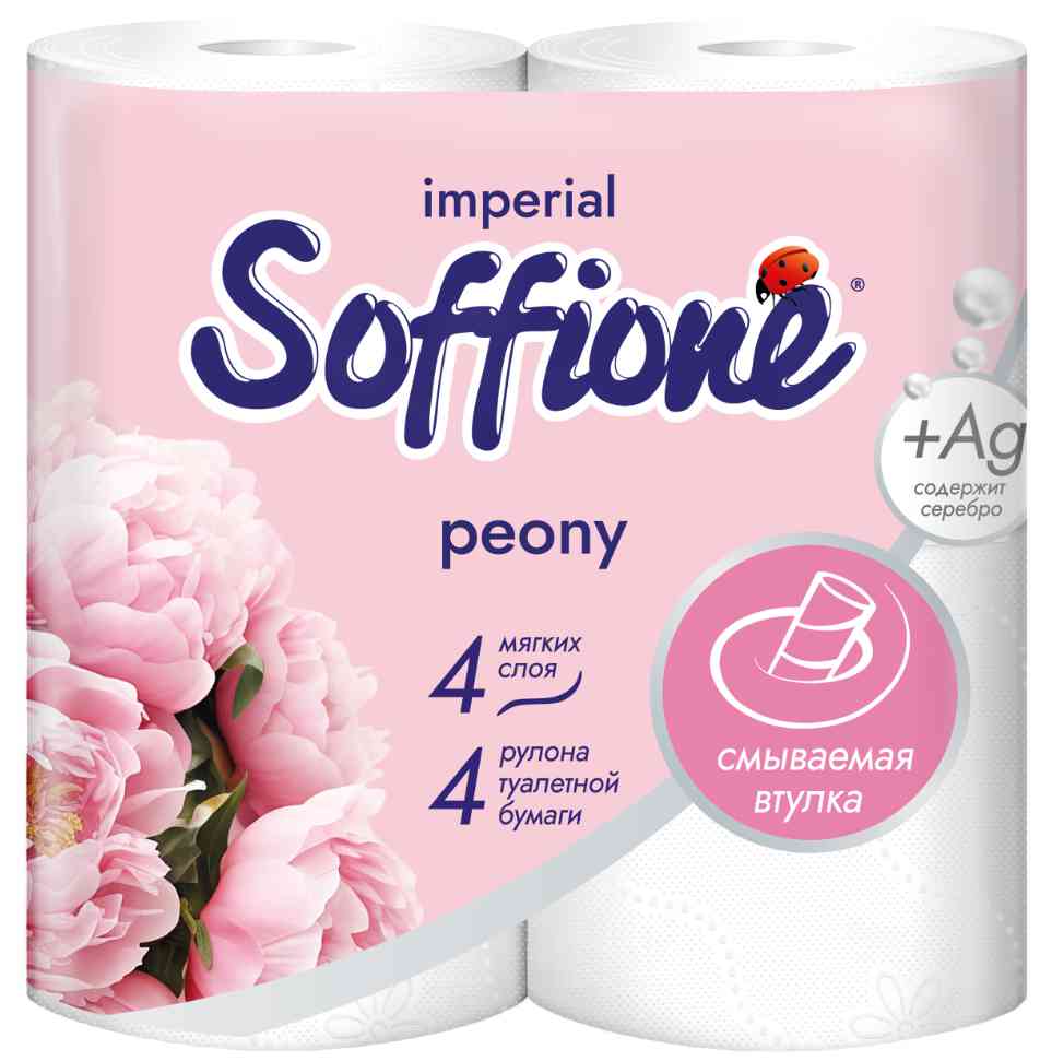 Туалетная бумага Soffione Imperial Peony 4 слоя, 4рулона