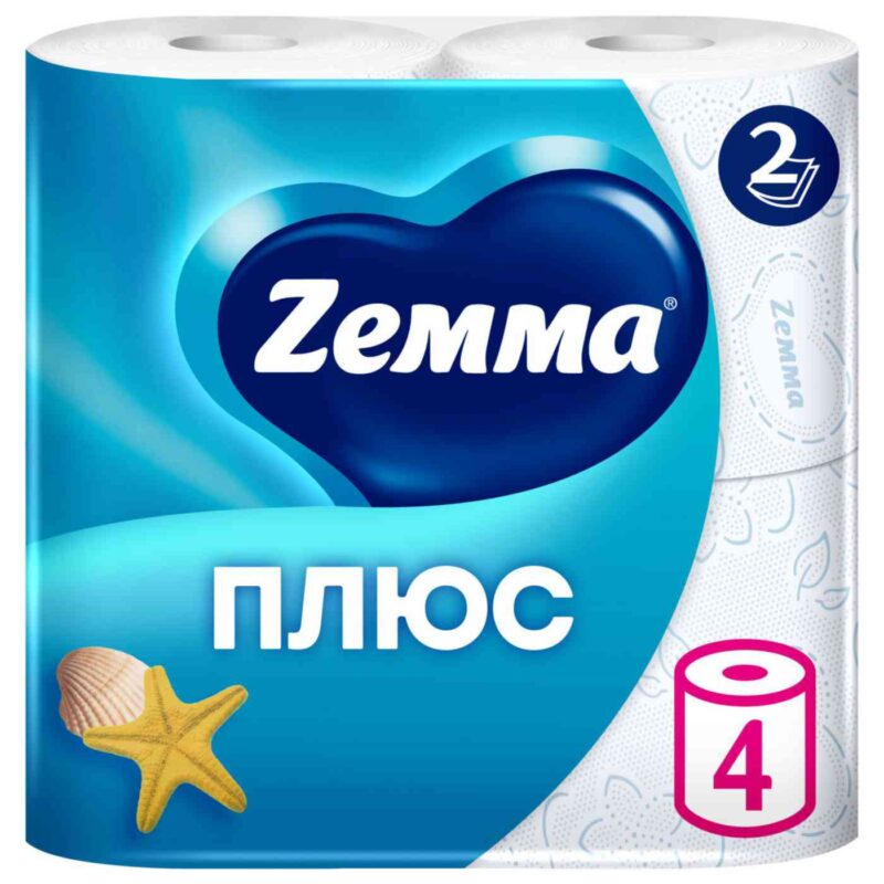 Туалетная бумага Zemma Плюс Океан 2 слоя, 4рулона