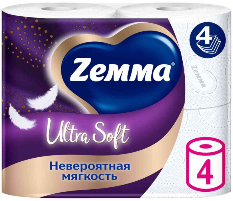 Туалетная бумага Zemma Ultra Soft 4 слоя, 4рулона