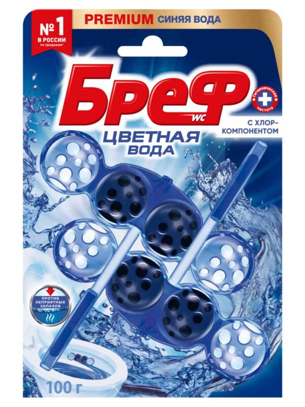 Туалетный блок Бреф Цветная вода с хлор-компонентом, 2×50г