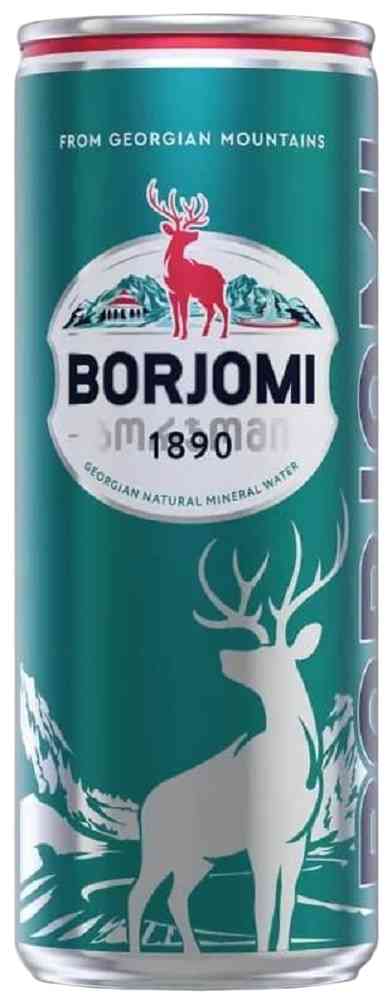 Вода минеральная лечебно-столовая Borjomi газированная в банке, 0,33л