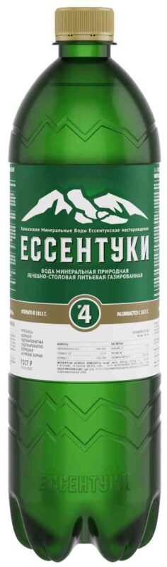 Вода минеральная лечебно-столовая Ессентуки №4 газированная, 1л