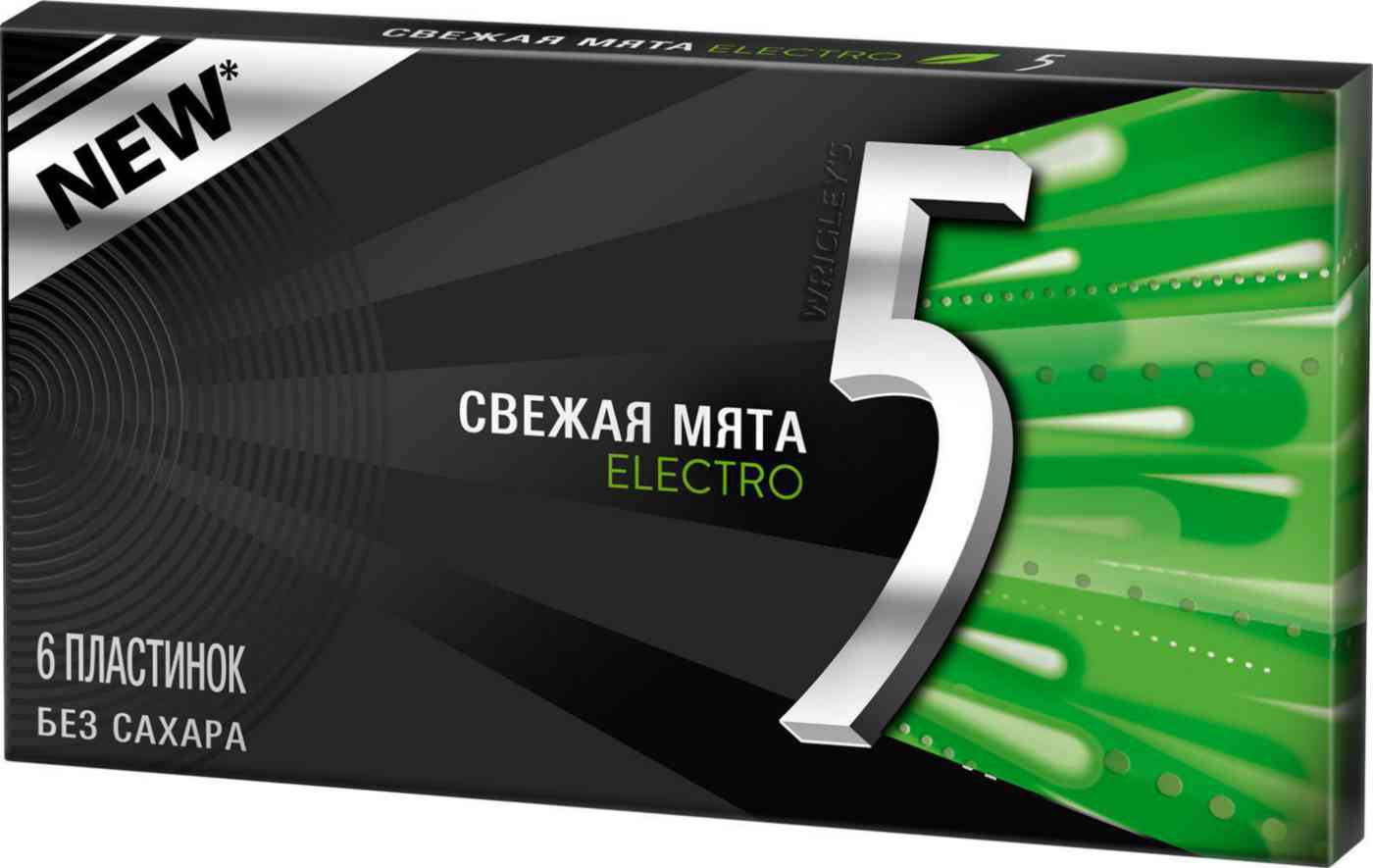 Жевательная резинка Five Electro Свежая мята, 14,5г